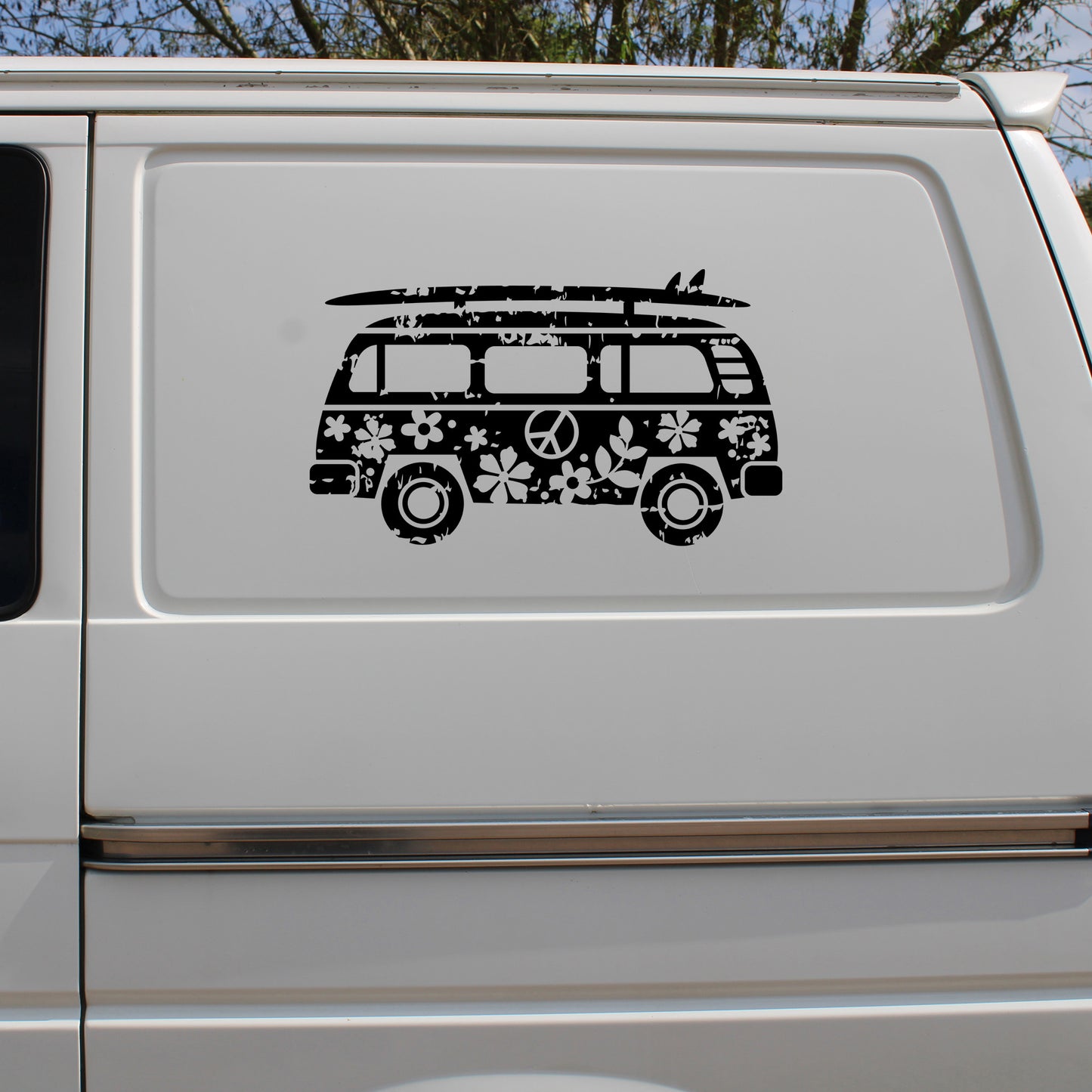 Retro Hippy Bus with Surfboard Decal