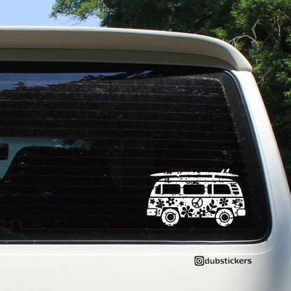 Retro Hippy Bus with Surfboard Decal